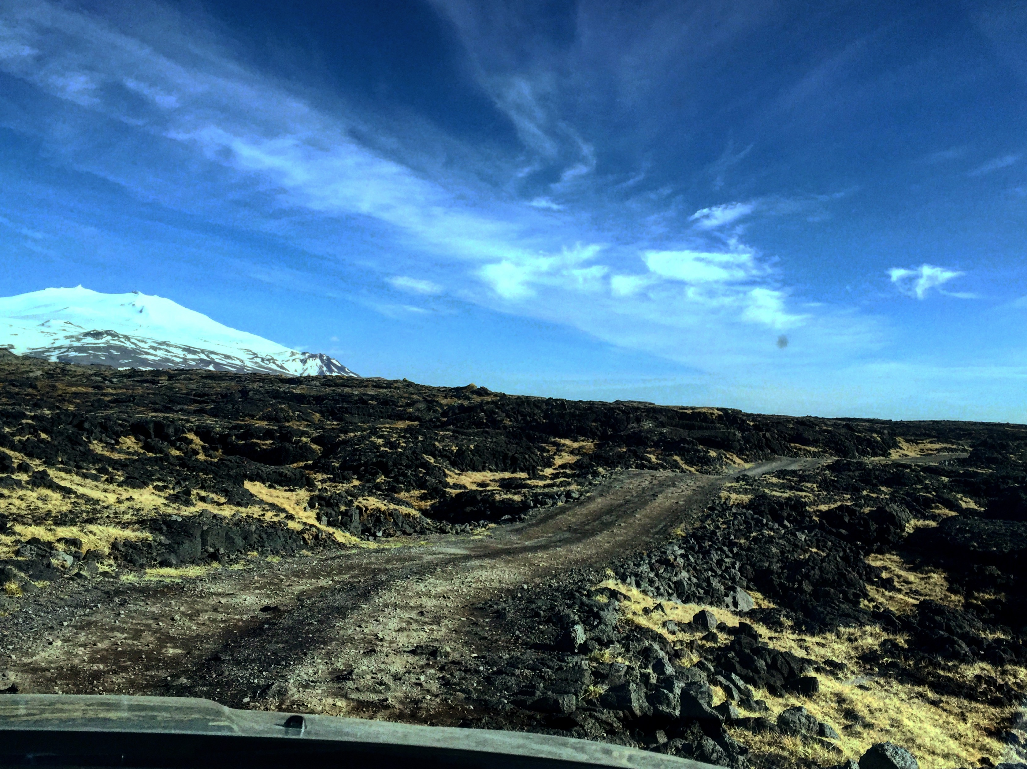 Een uitdagende weg op Ondverdarnes, Snaefellsnes Peninsula, Vesturland, Iceland.